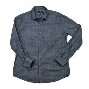 American Rag Mens Grey Wave Print Long Sleeve Cotton Button Down Shirt Medium‎